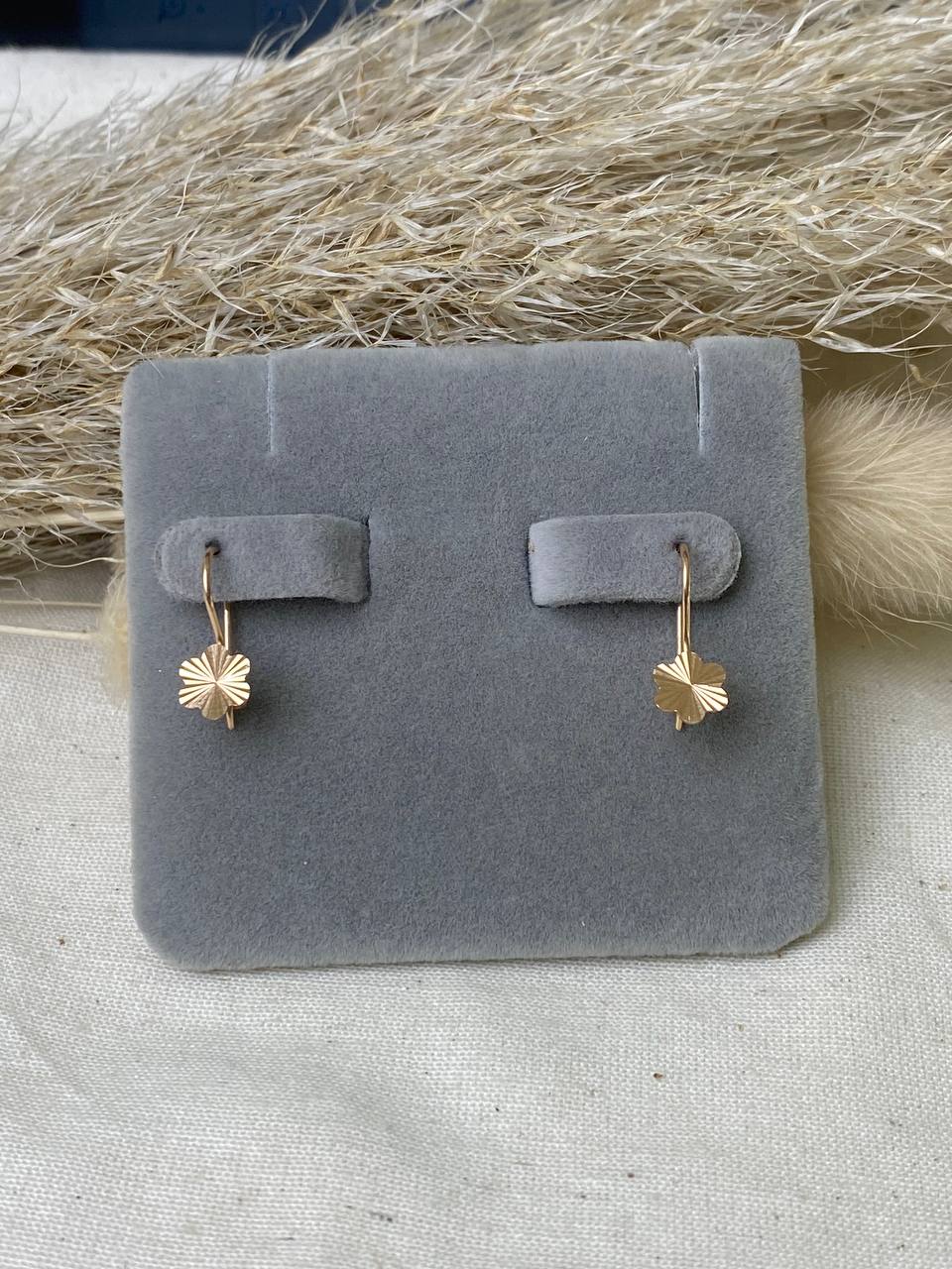 Серьги детские из красного золота  585 пробы